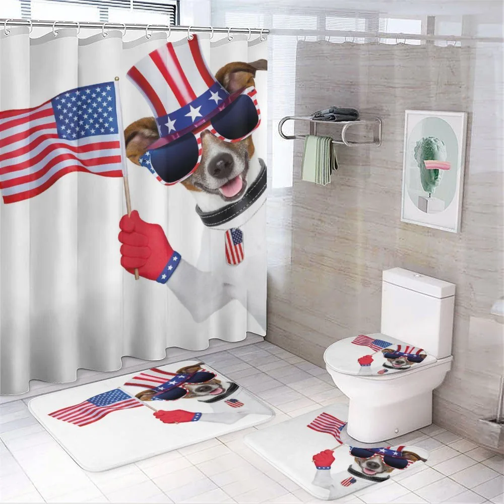 Patriotic Pet Dog — 4-Piece Bathroom Set preview