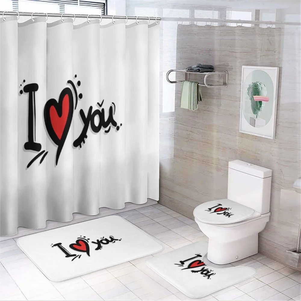Red Heart Cartoon — 4-Piece Bathroom Set preview