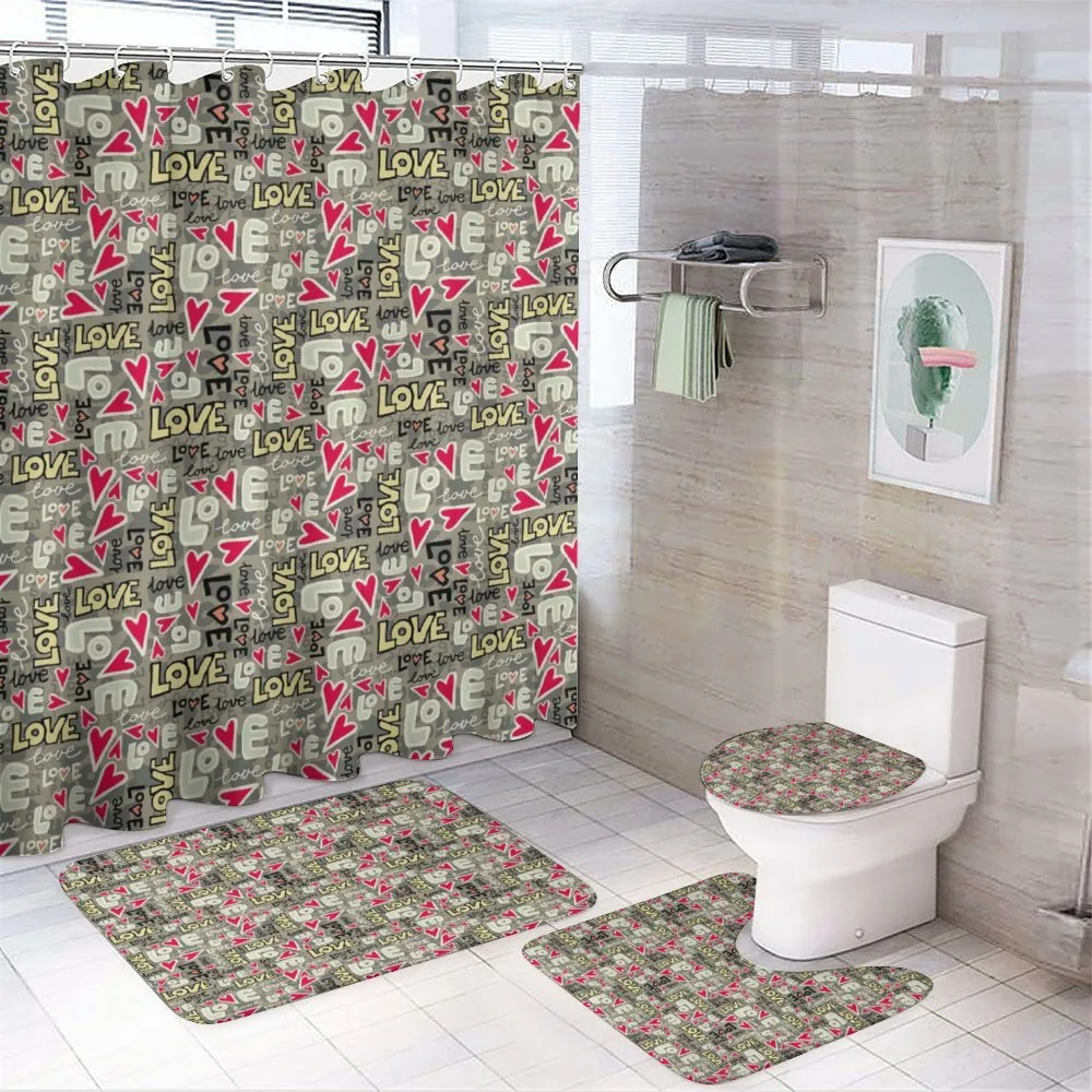 Retro Color Graffiti Texts — 4-Piece Bathroom Set preview