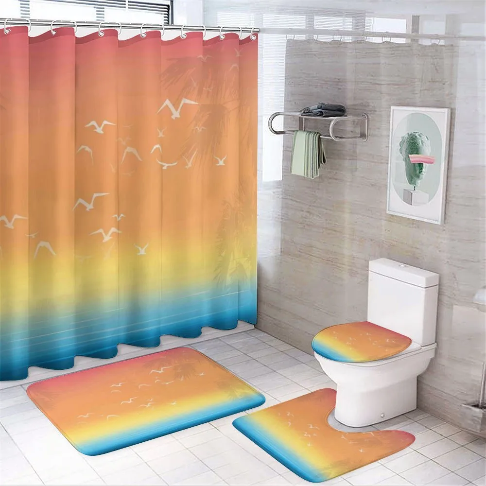 Seagull Palm Trees Sun 4-Piece Bathroom Set product video