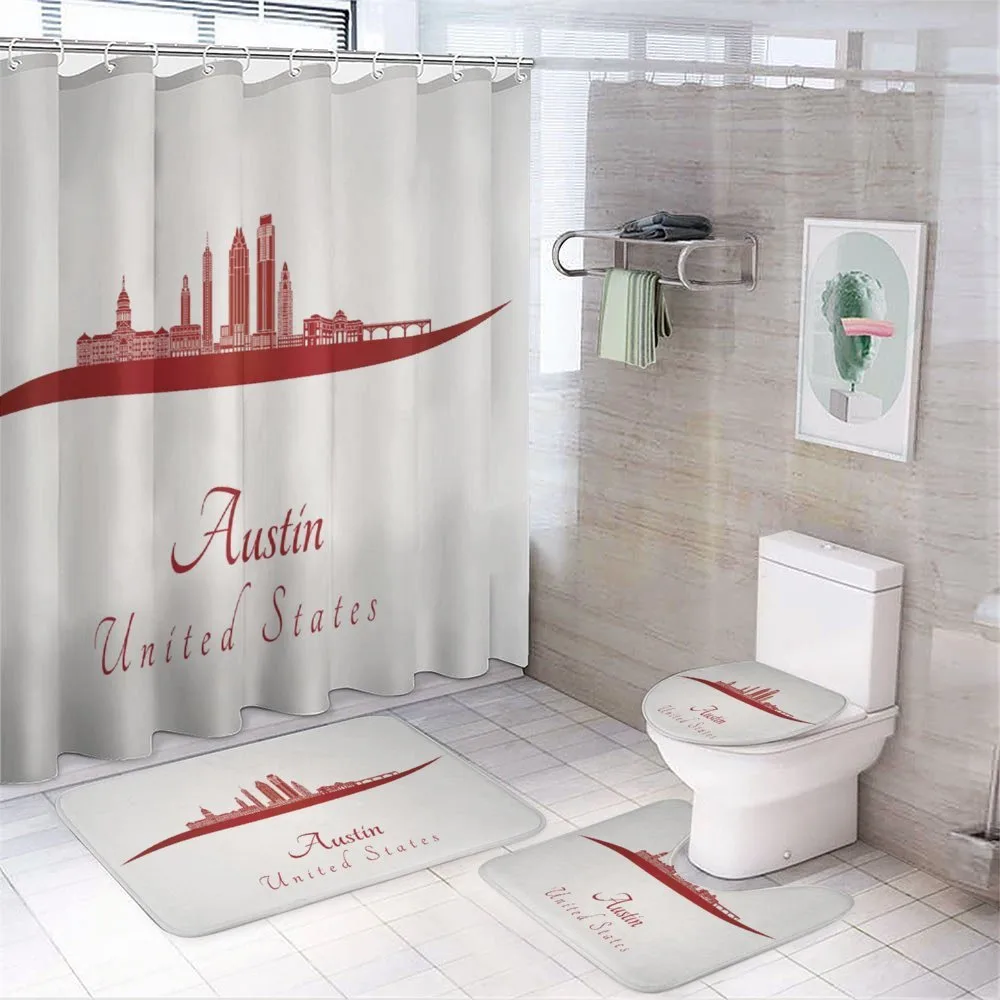 Calligraphic Modern Skyline — 4-Piece Bathroom Set preview