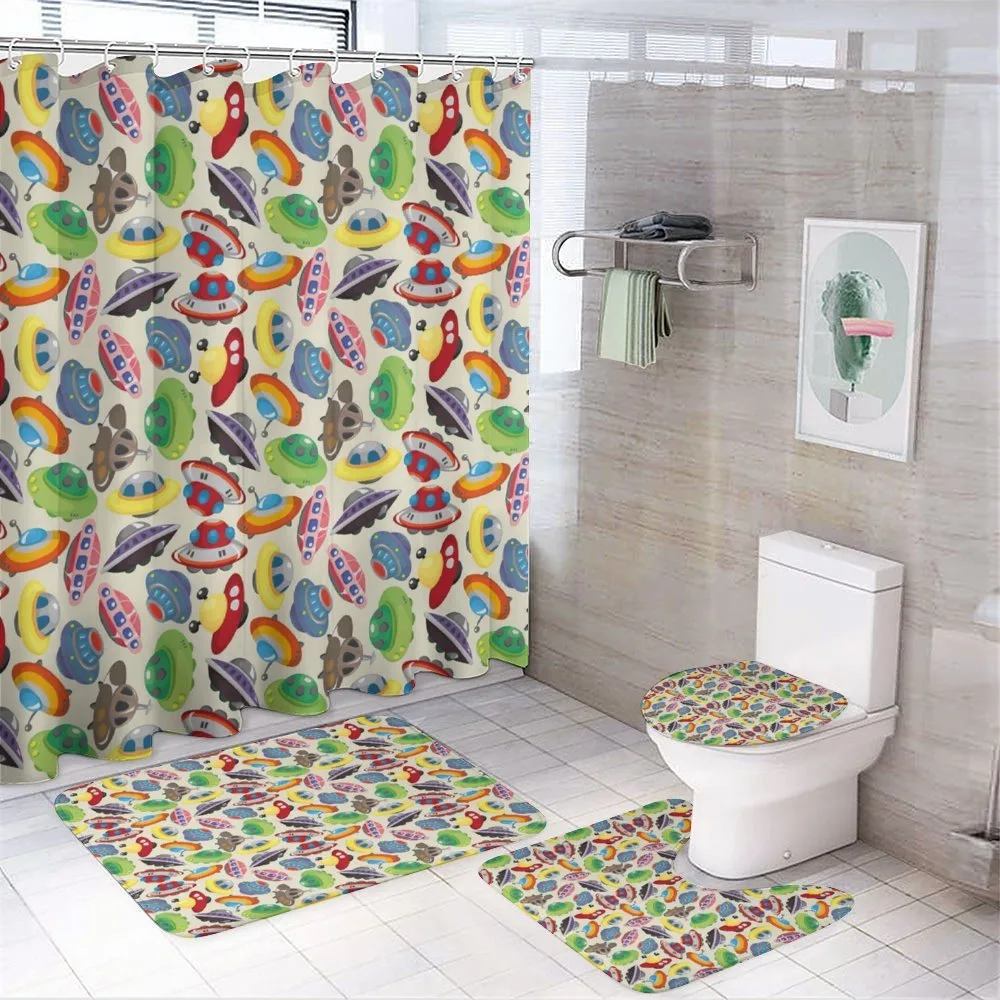Cartoon UFOs Drawing — 4-Piece Bathroom Set preview