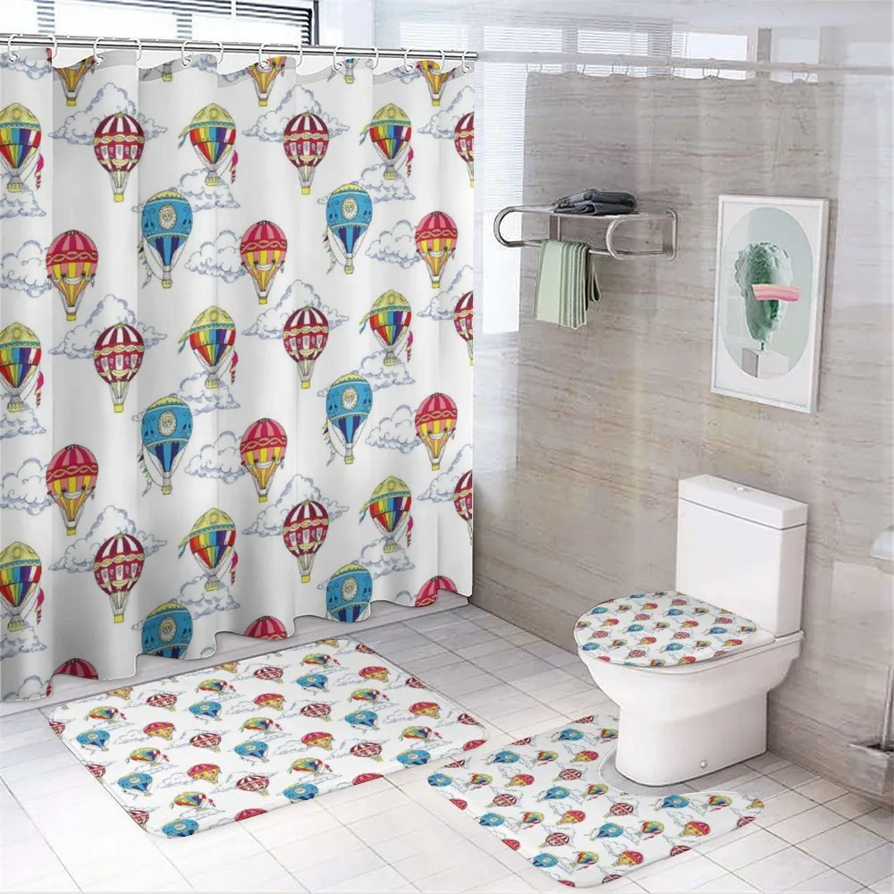 Clouds Hot Air Balloons 4-Piece Bathroom Set product video