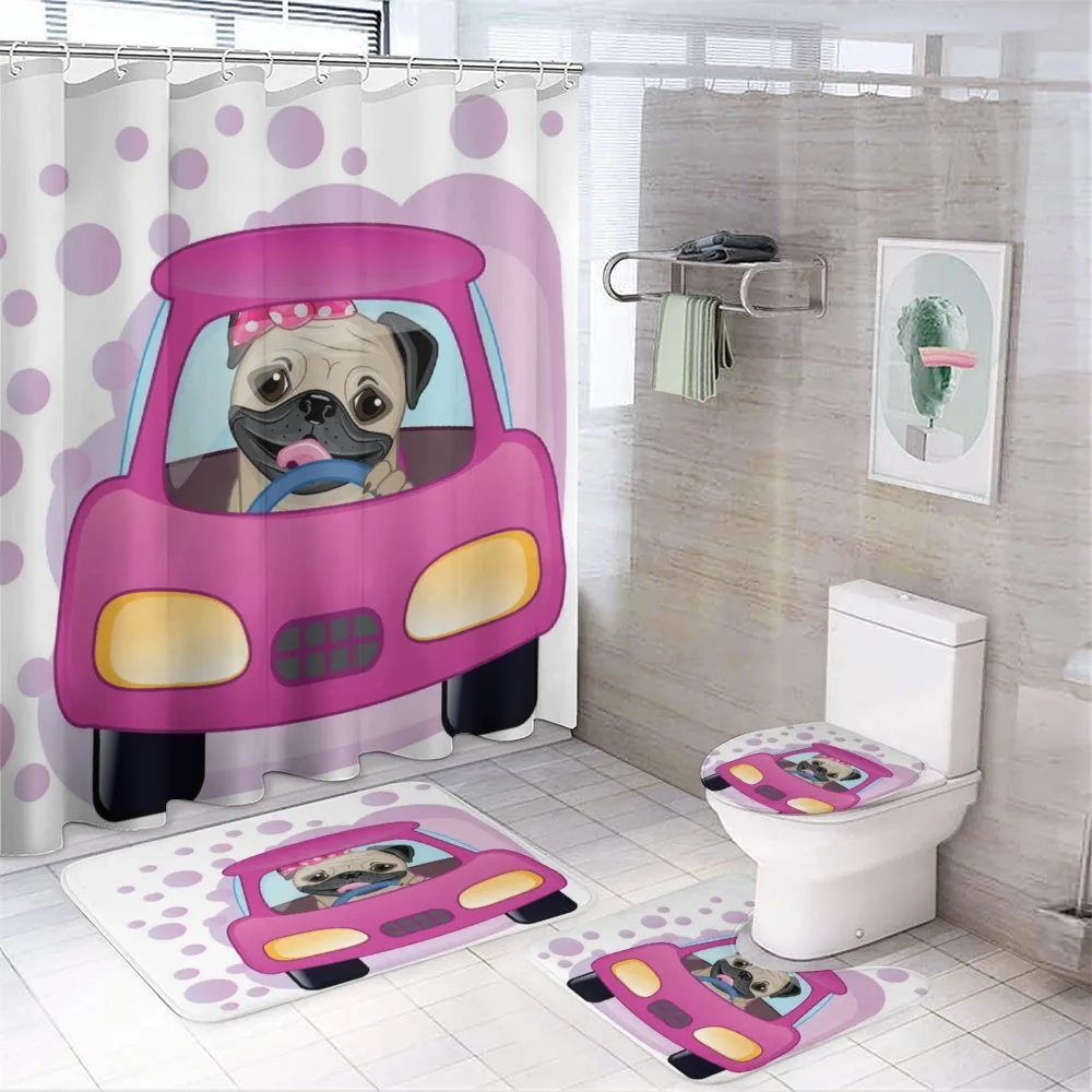 Dog Driving on Car — 4-Piece Bathroom Set preview