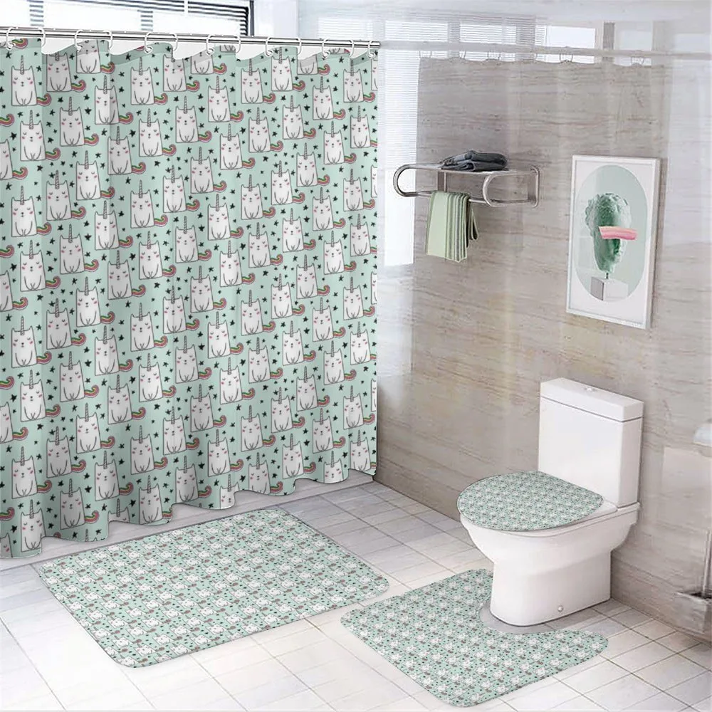 Feline with Rainbow Tail — 4-Piece Bathroom Set preview