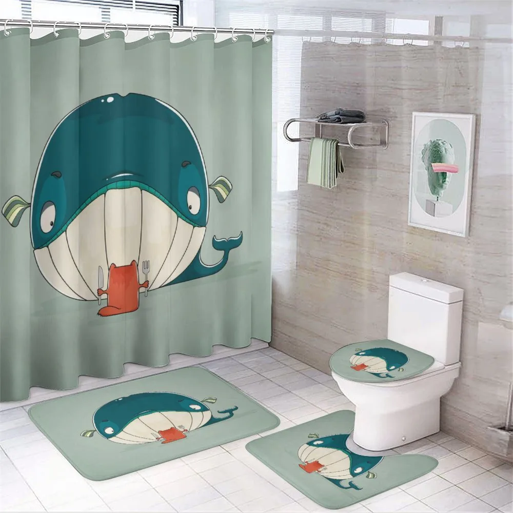 Kitten Eating Huge Fish — 4-Piece Bathroom Set preview