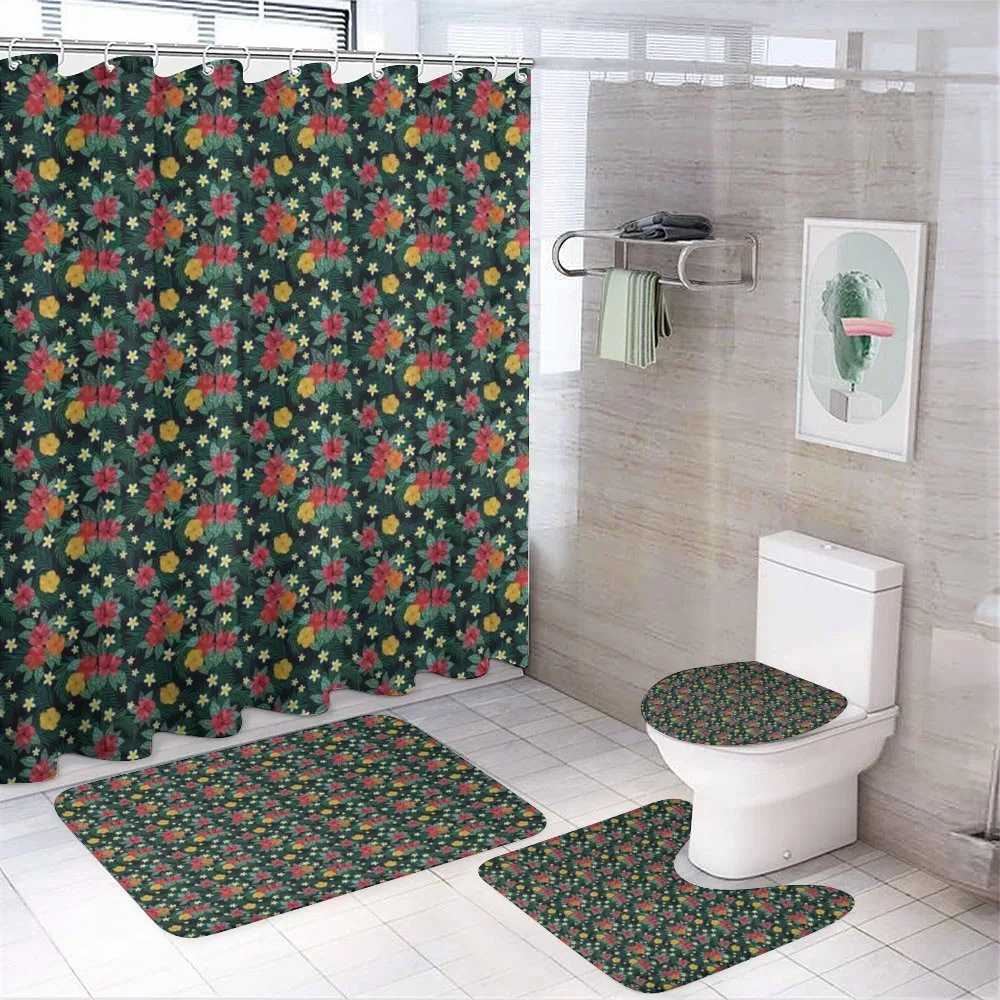 Realistic Flower Print — 4-Piece Bathroom Set preview
