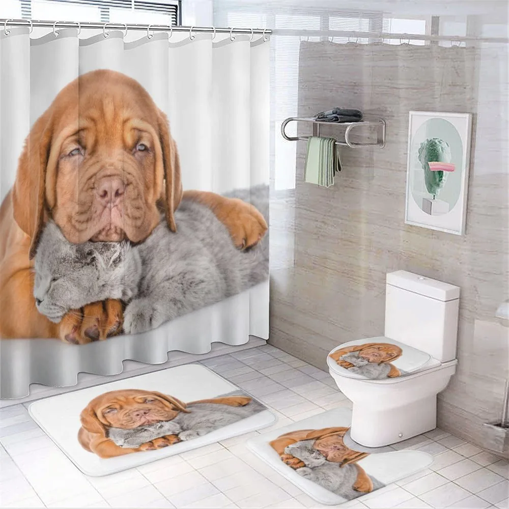 Sad Bordeaux and Kitten — 4-Piece Bathroom Set preview