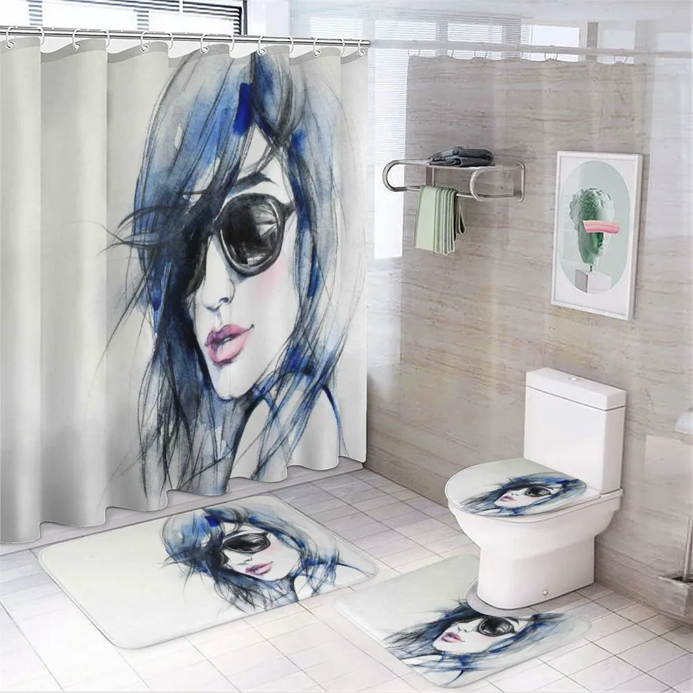 Watercolor Woman Image — 4-Piece Bathroom Set preview
