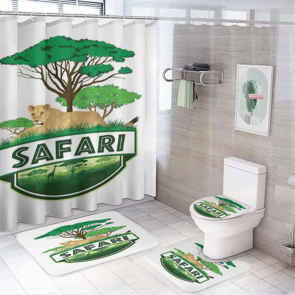African Green Trees Lion — 4-Piece Bathroom Set preview