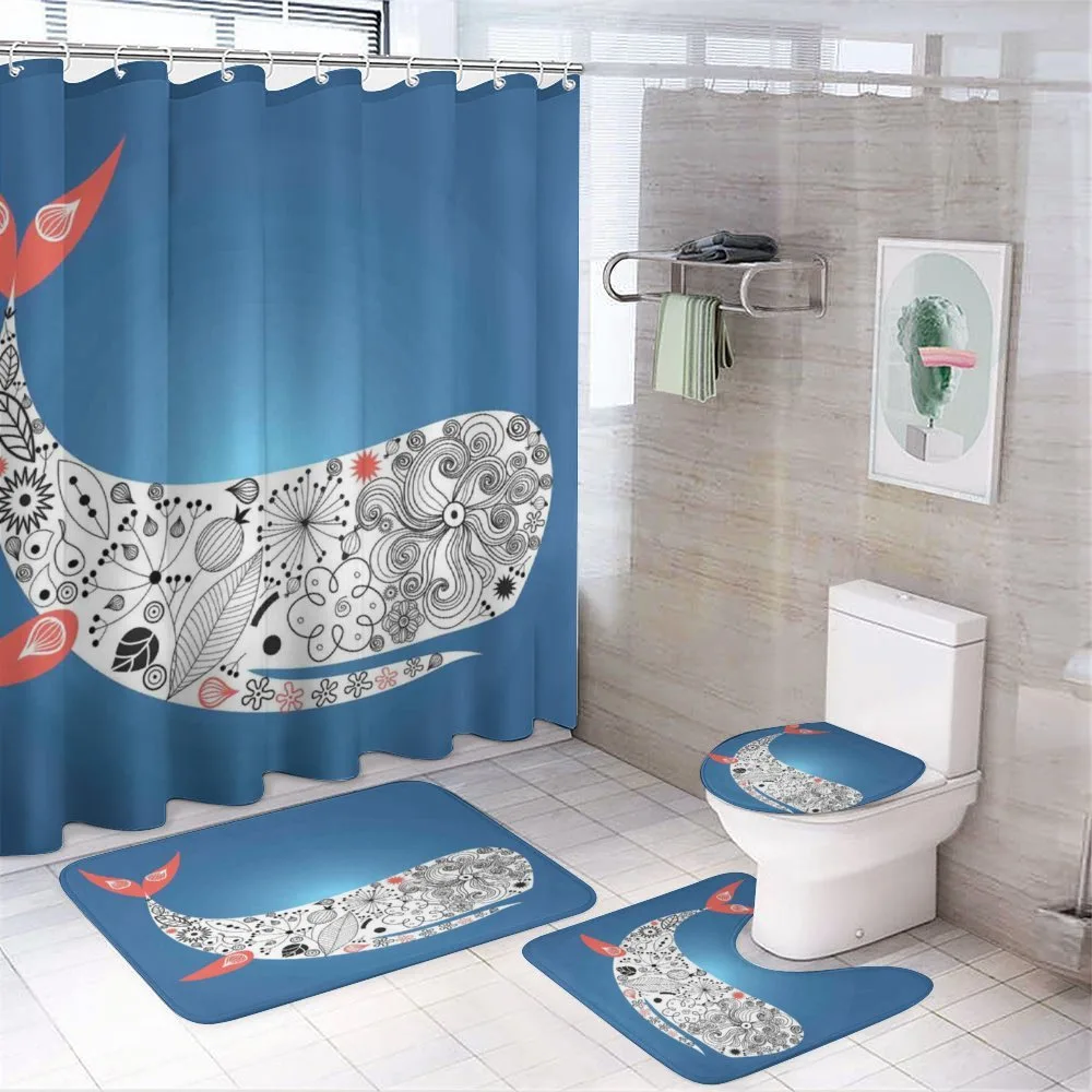 Ornamental Ocean Whale — 4-Piece Bathroom Set preview