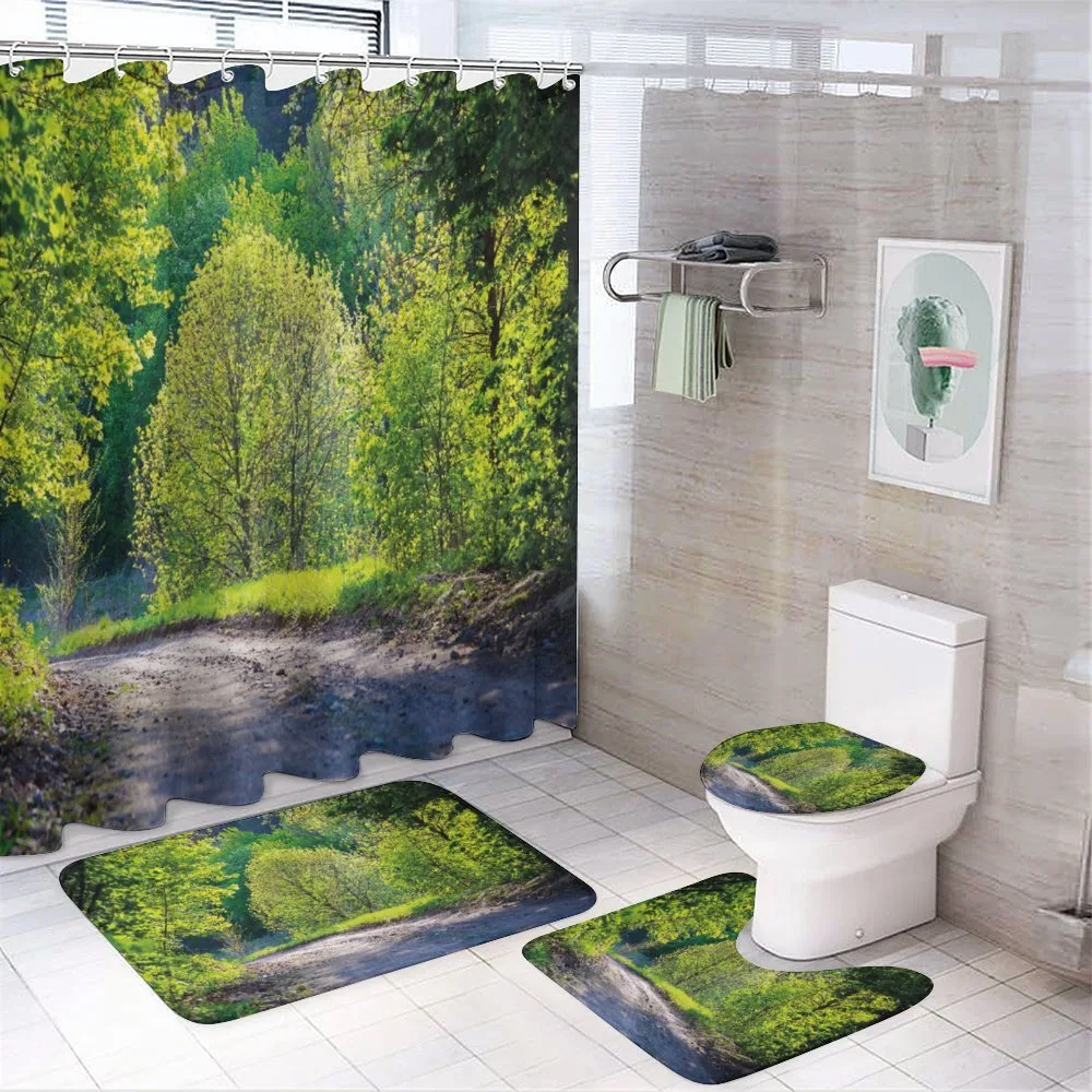 Path in Forest by Lake — 4-Piece Bathroom Set preview