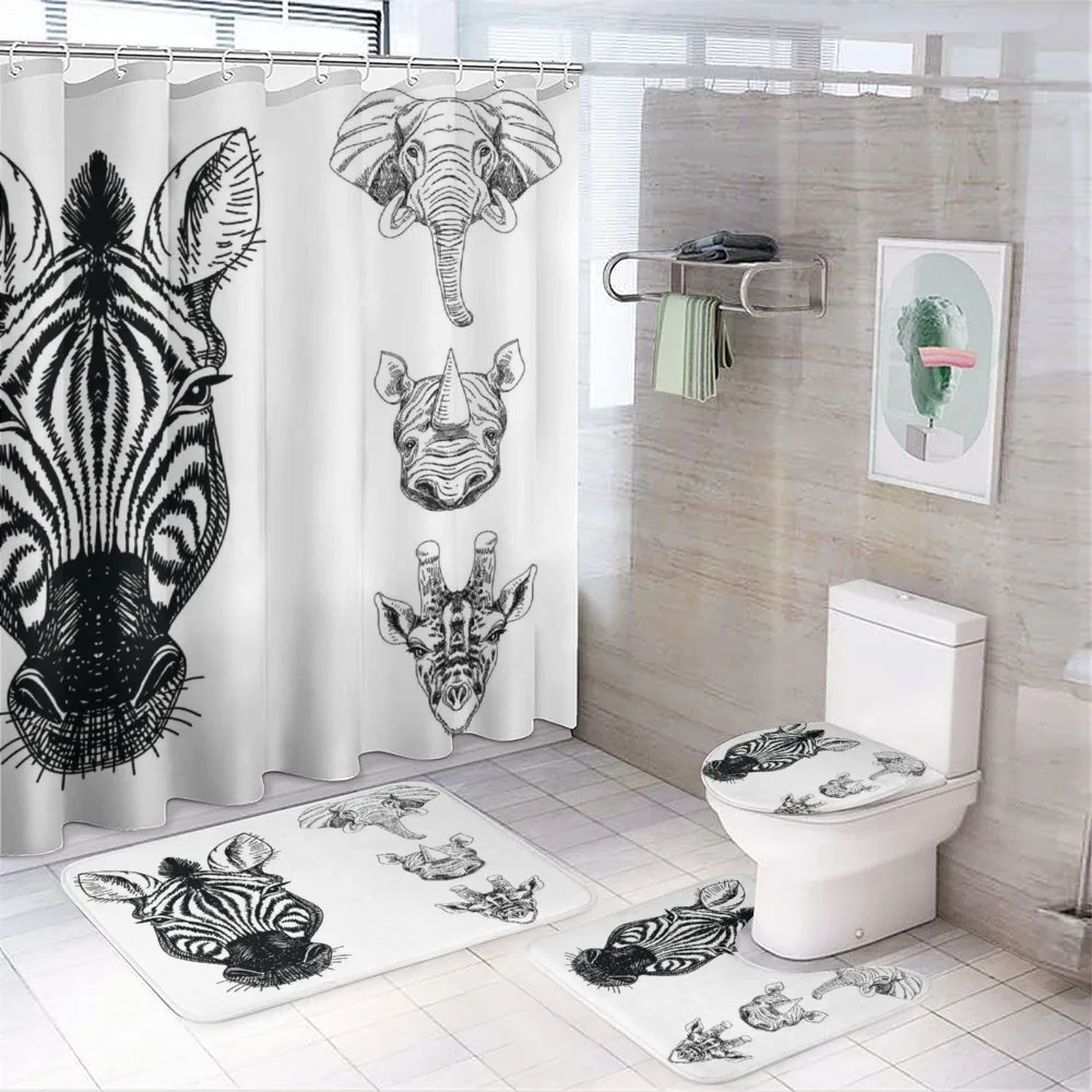 Safari Wildlife Sketch — 4-Piece Bathroom Set preview