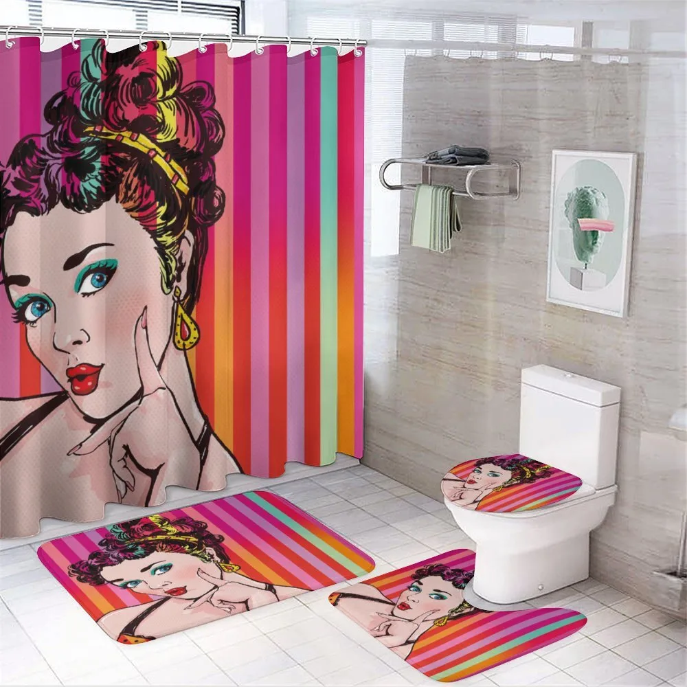 Blue Eyed Woman Pop Art — 4-Piece Bathroom Set preview