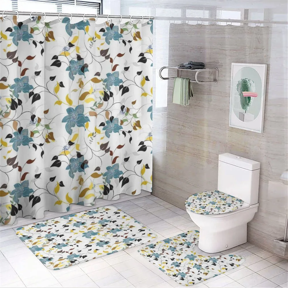 Colorful Flowers Leaf — 4-Piece Bathroom Set preview