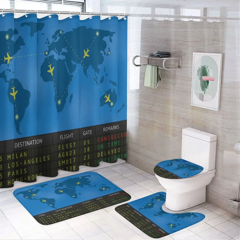 Departure Board World Map — 4-Piece Bathroom Set preview
