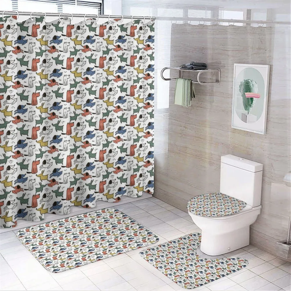Pastel Funny Puppies Art 4-Piece Bathroom Set product video