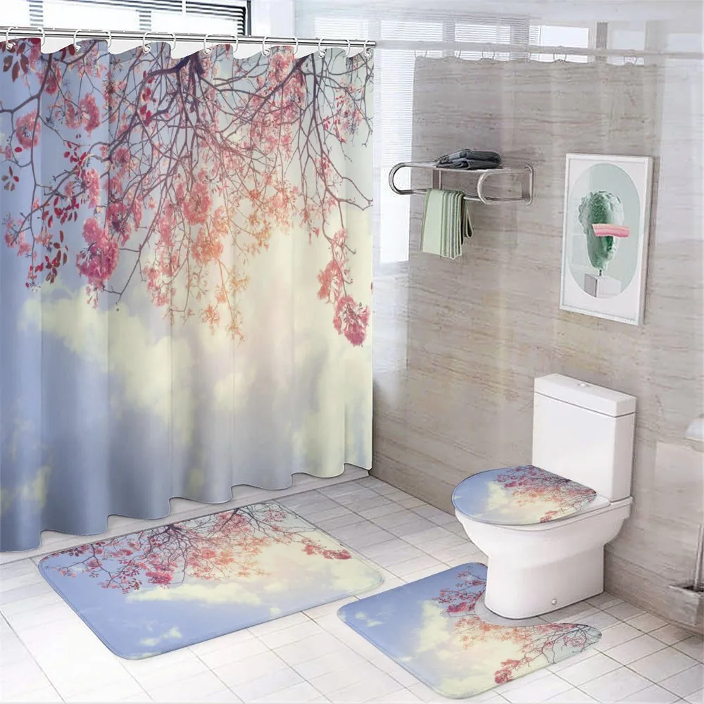 Pink Flowers Sunny Morning — 4-Piece Bathroom Set preview