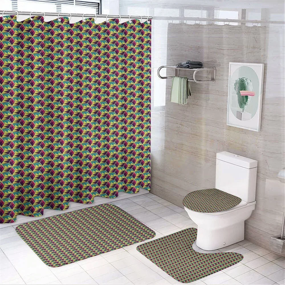 Retro Triangular Cubes — 4-Piece Bathroom Set preview