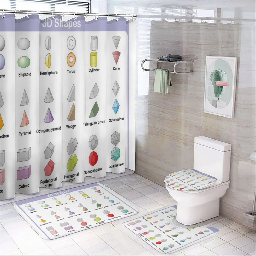 3D Shapes School Theme — 4-Piece Bathroom Set preview