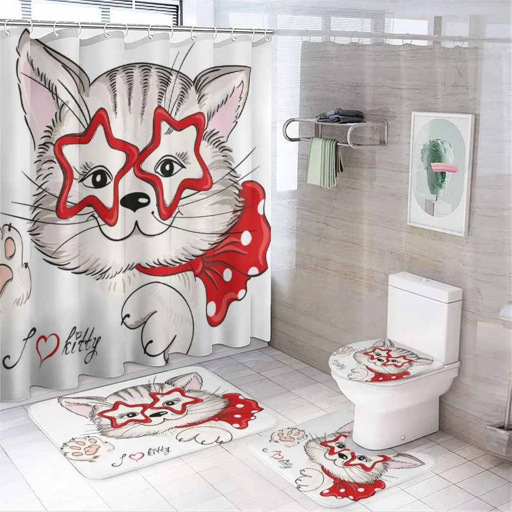 Cat Star Glasses Funny — 4-Piece Bathroom Set preview