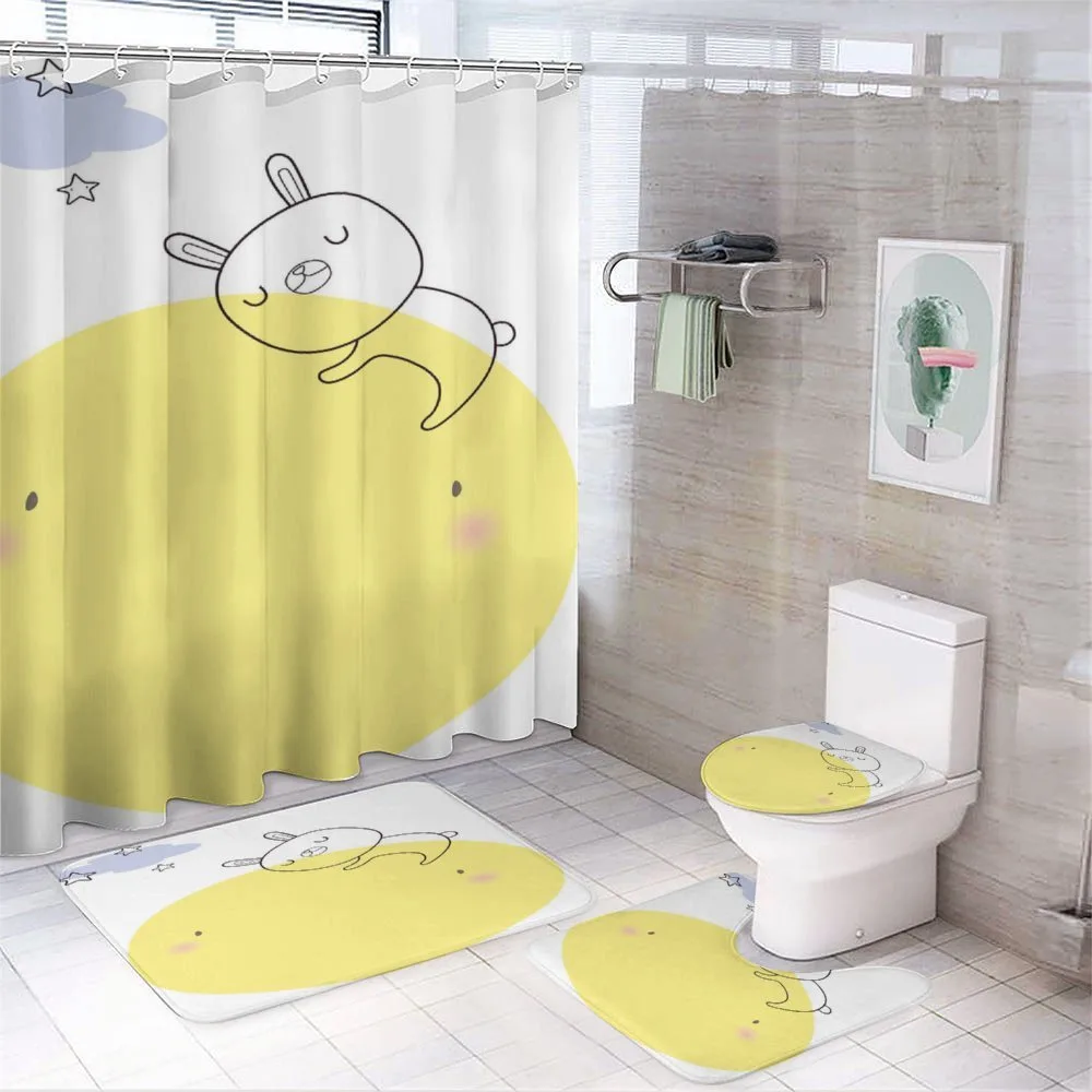 Doodle Sylte Cartoon Bunny — 4-Piece Bathroom Set preview