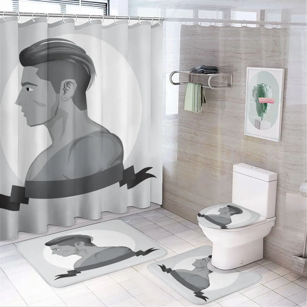Greyscale Beardless Boy — 4-Piece Bathroom Set preview