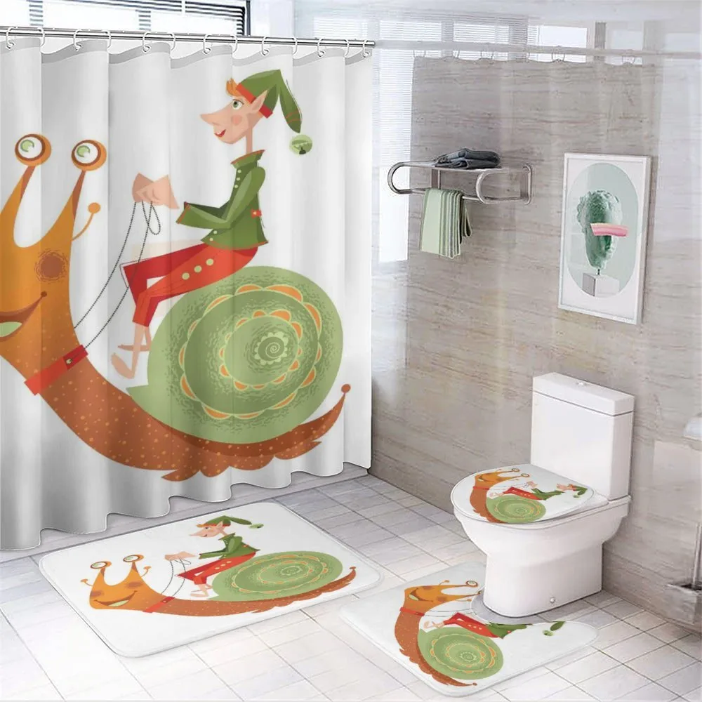 Little Elf Riding a Snail — 4-Piece Bathroom Set preview