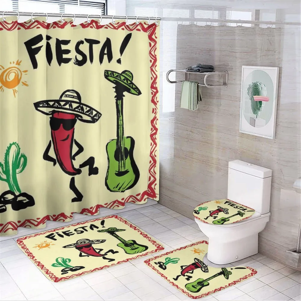 Mexican Party Red Pepper 4-Piece Bathroom Set product video