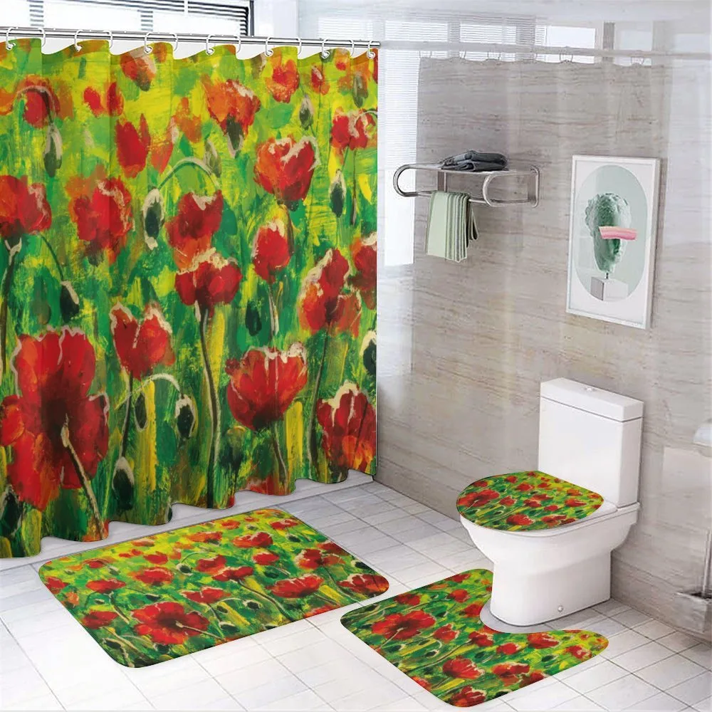Poppies on Green Grass — 4-Piece Bathroom Set preview