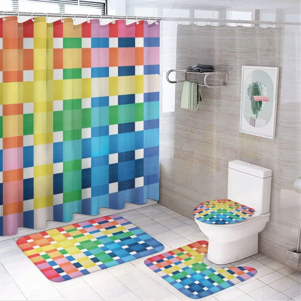 Rainbow Squares Art — 4-Piece Bathroom Set preview
