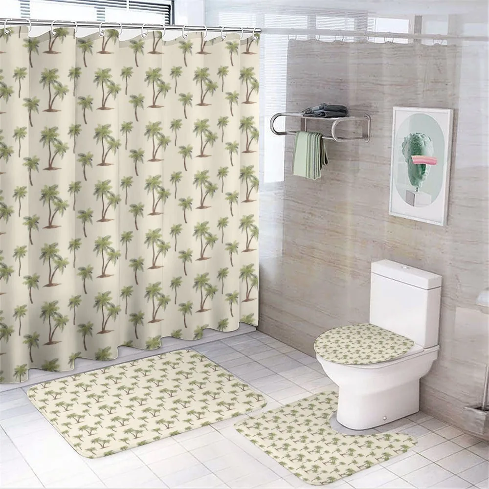 Simplistic Palms Pattern — 4-Piece Bathroom Set preview