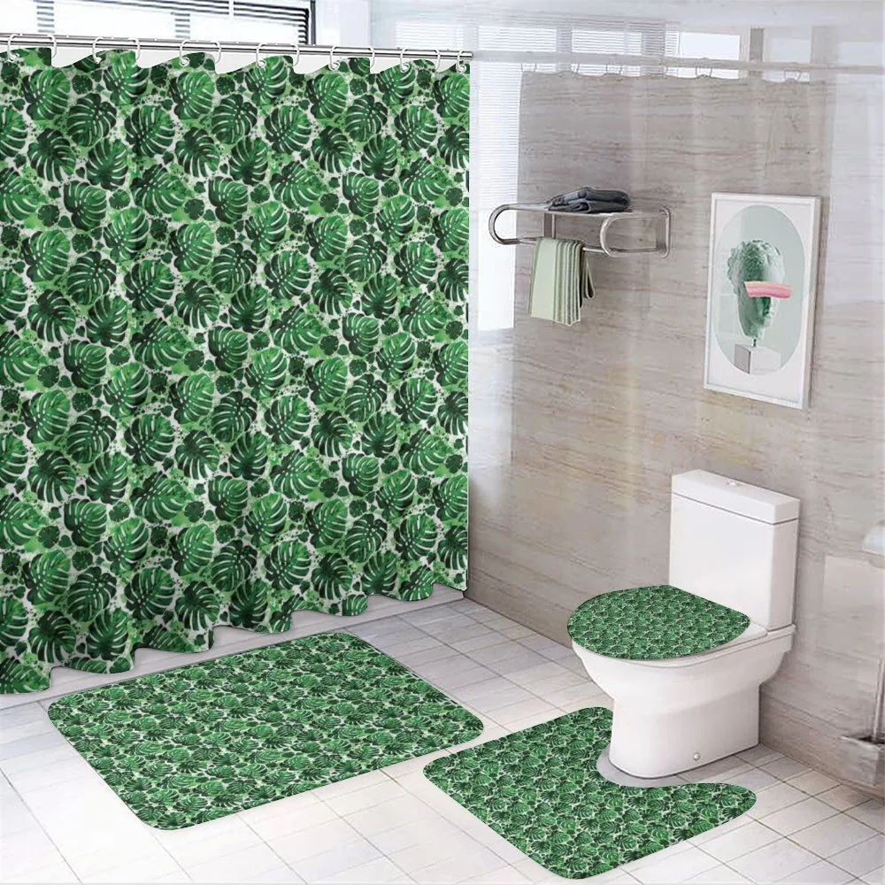 Splashed Monstera Leaves — 4-Piece Bathroom Set preview
