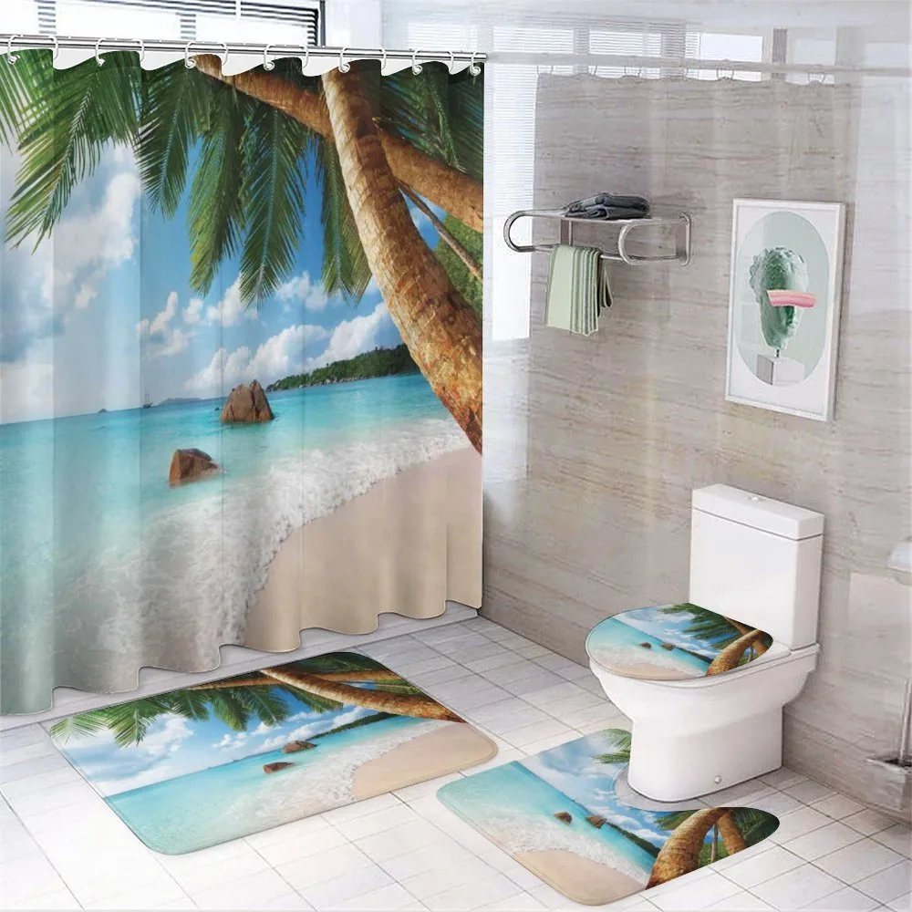 Exotic Palm Tree Ocean — 4-Piece Bathroom Set preview