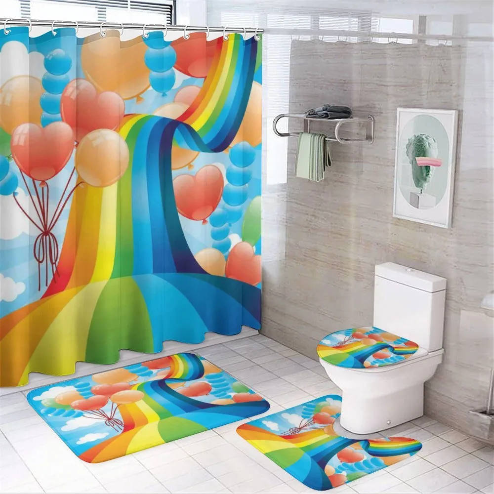 Rainbow Romantic Hearts — 4-Piece Bathroom Set preview