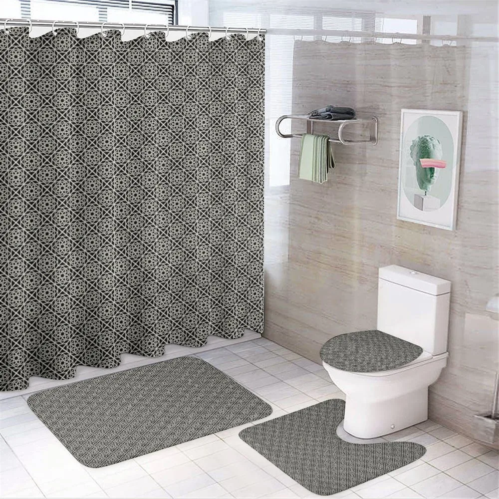 Repeating Floral Geometric — 4-Piece Bathroom Set preview