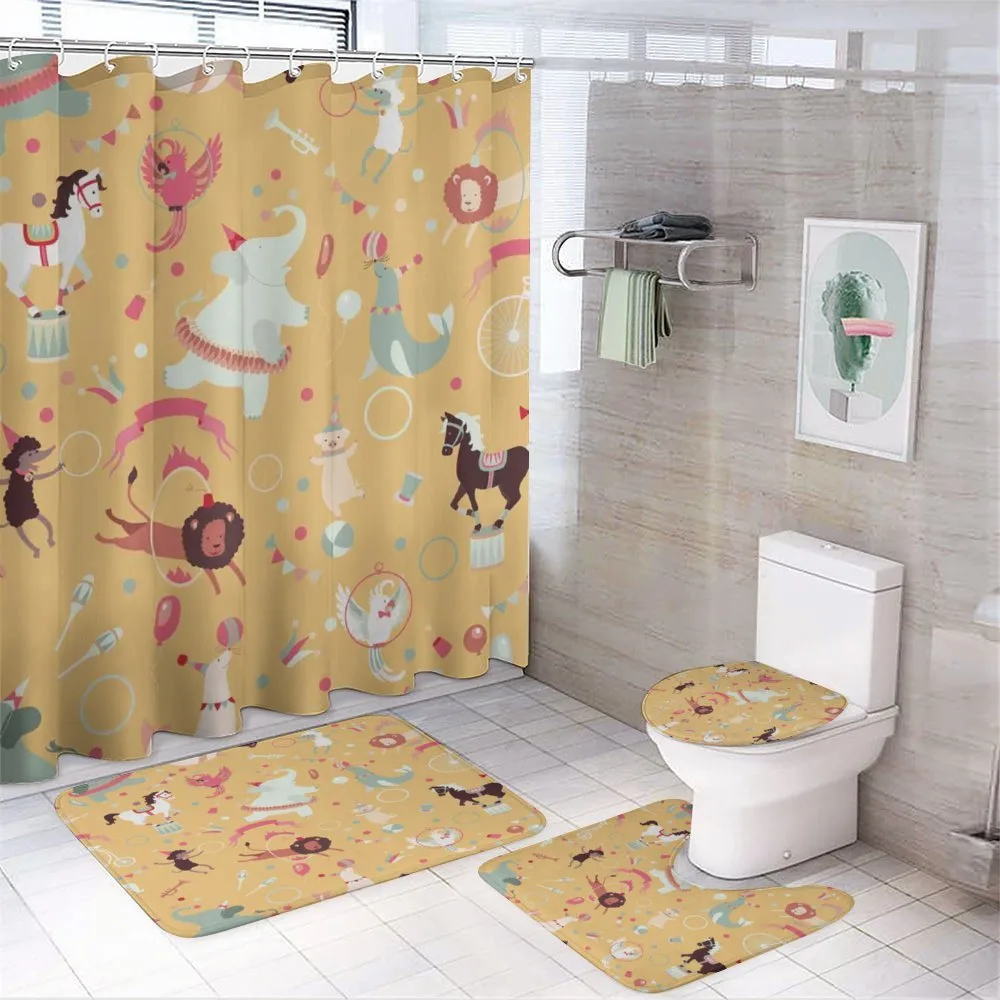 Retro Cartoon Circus — 4-Piece Bathroom Set preview