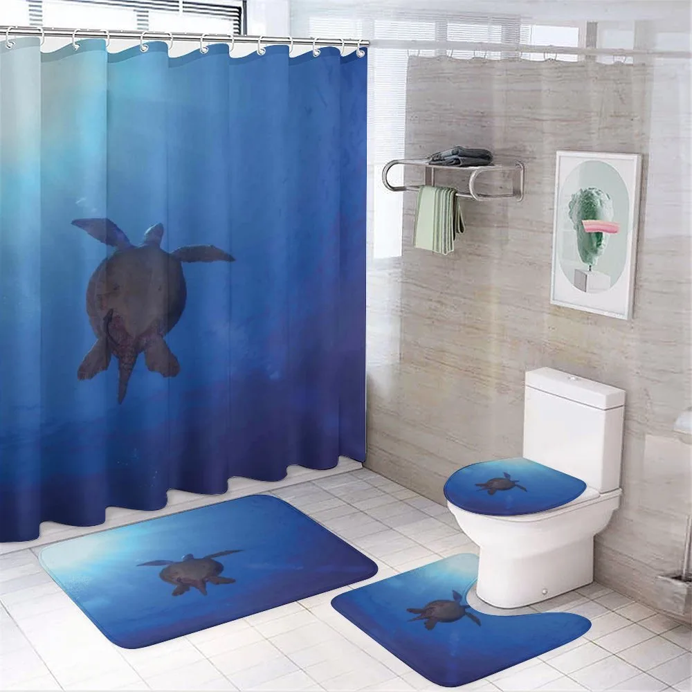 Sea Turtle in Deep Sea — 4-Piece Bathroom Set preview