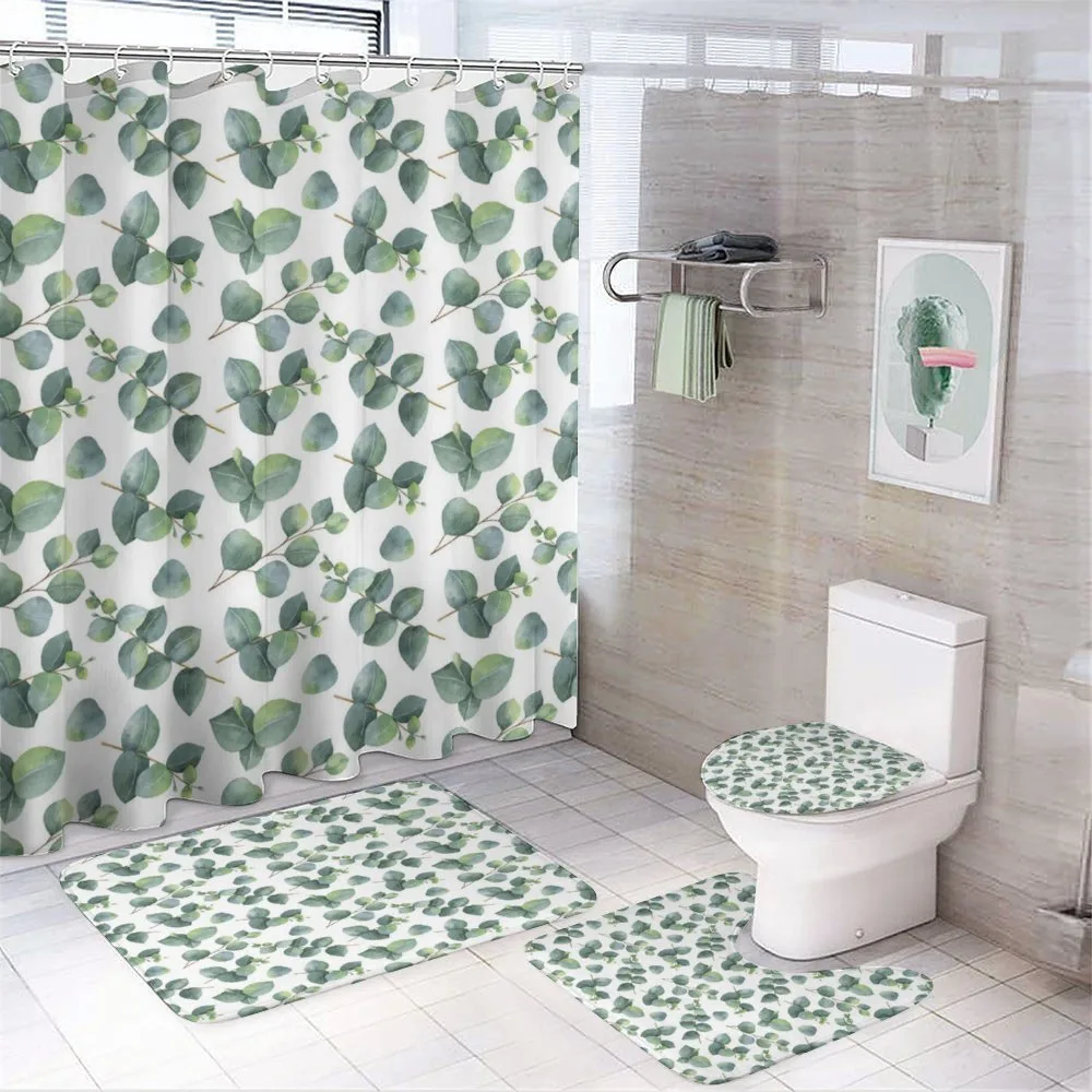Watercolor Eucalyptus Art — 4-Piece Bathroom Set preview