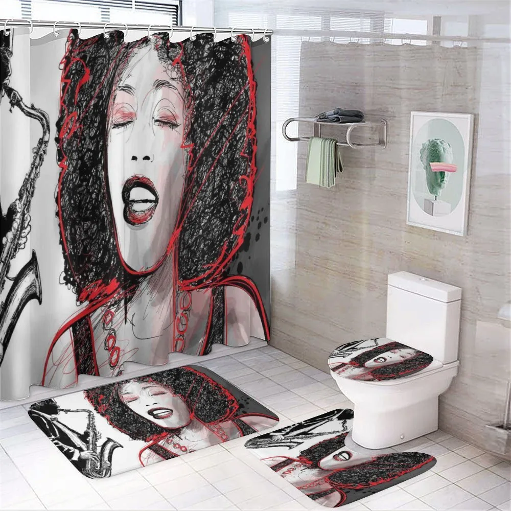 Afro American Girl Sings — 4-Piece Bathroom Set preview