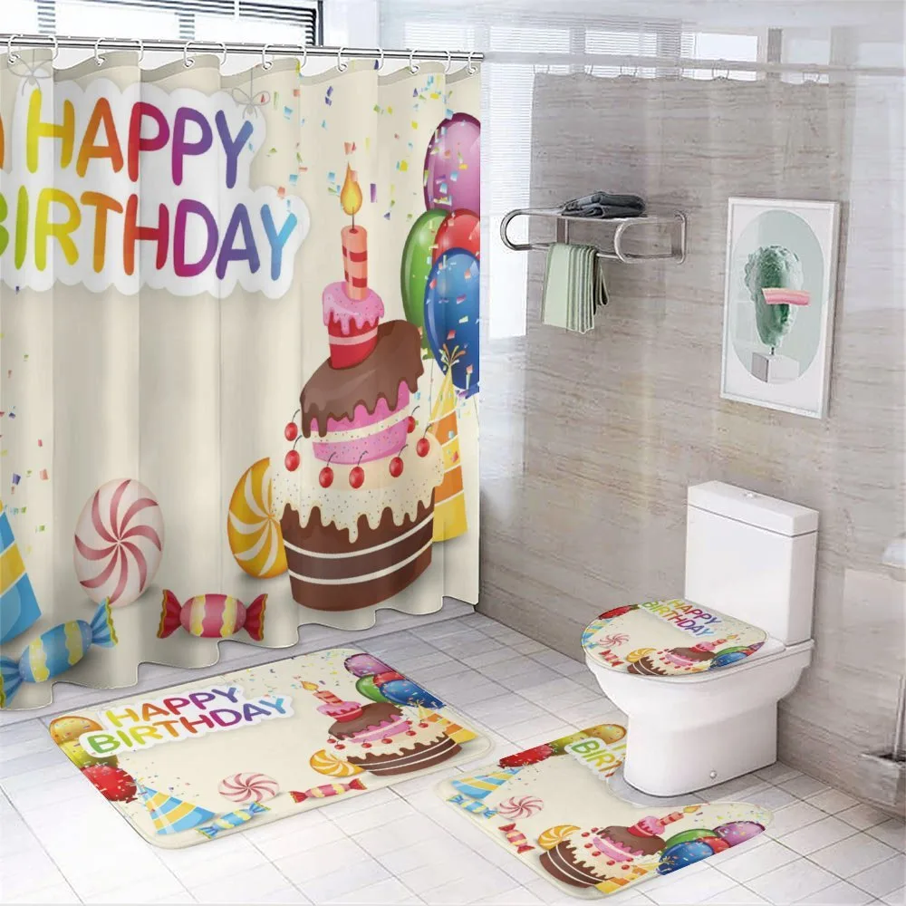 Colorful Party Elements 4-Piece Bathroom Set product video