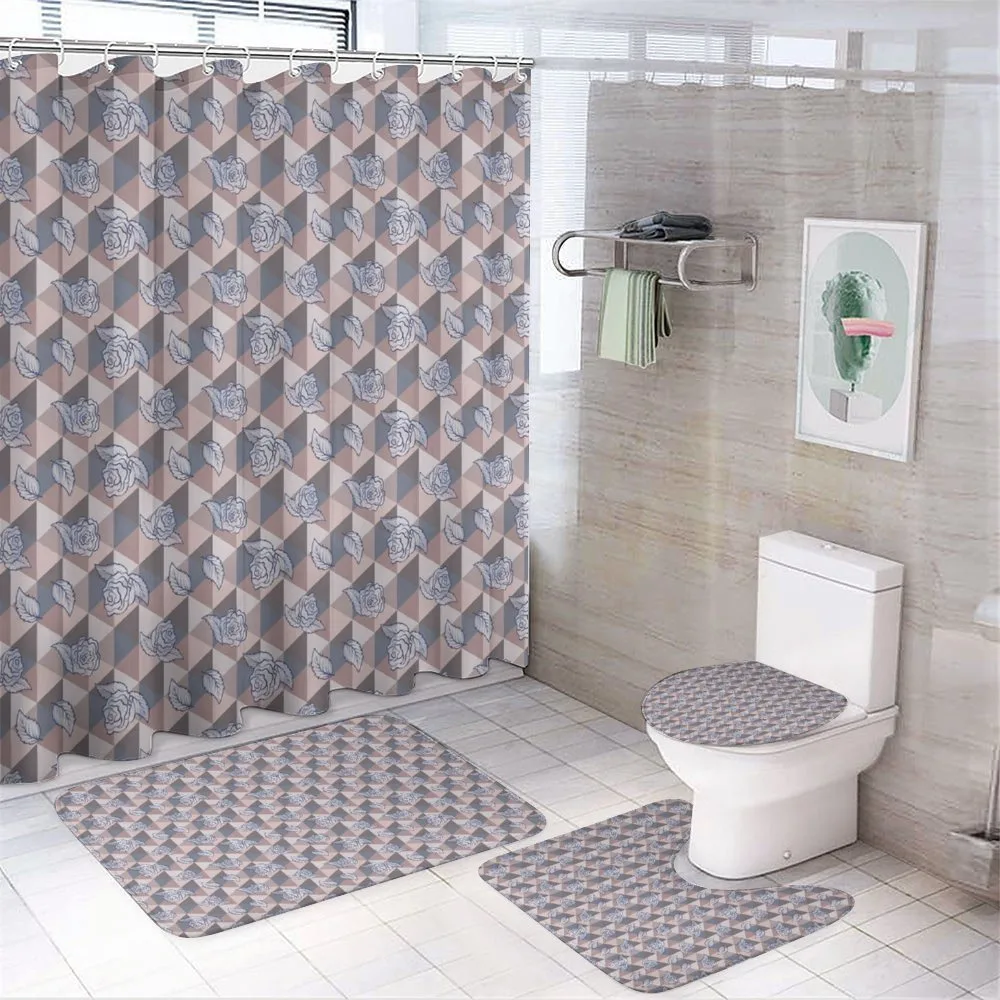 Creative Roses on Triangles 4-Piece Bathroom Set product video