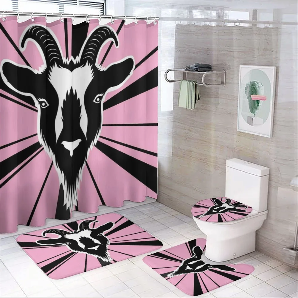 Graphic Goat Head Artwork — 4-Piece Bathroom Set preview