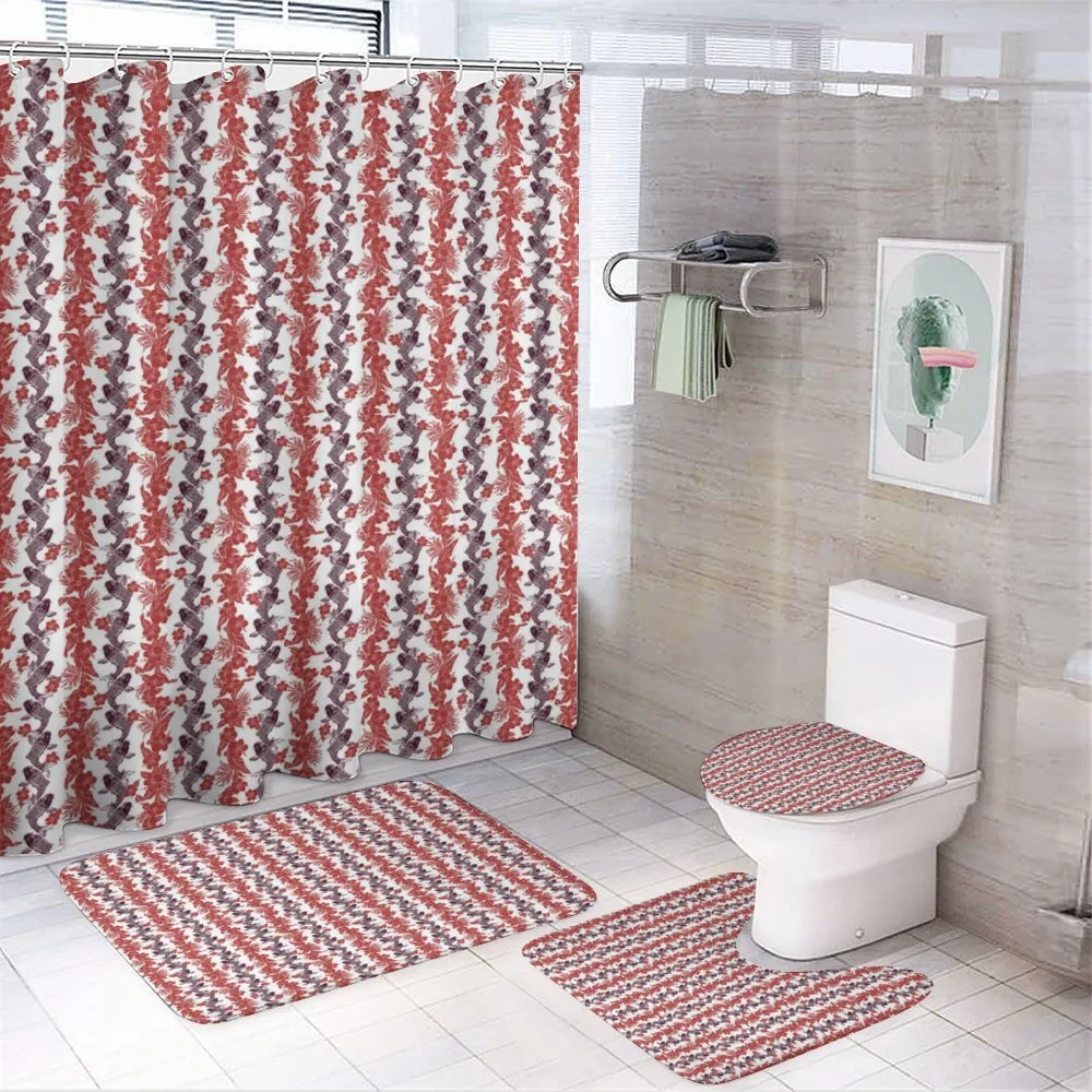 Hibiscus and Carp Koi — 4-Piece Bathroom Set preview