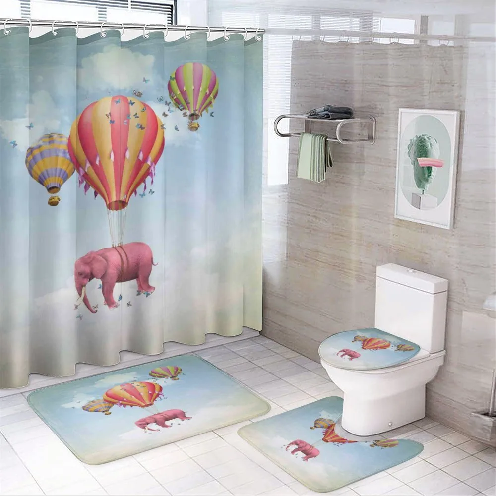 Pink Elephant in Sky — 4-Piece Bathroom Set preview