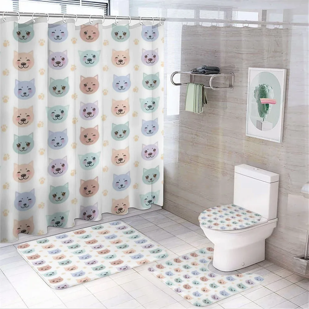 Smiley Cat Muzzle — 4-Piece Bathroom Set preview