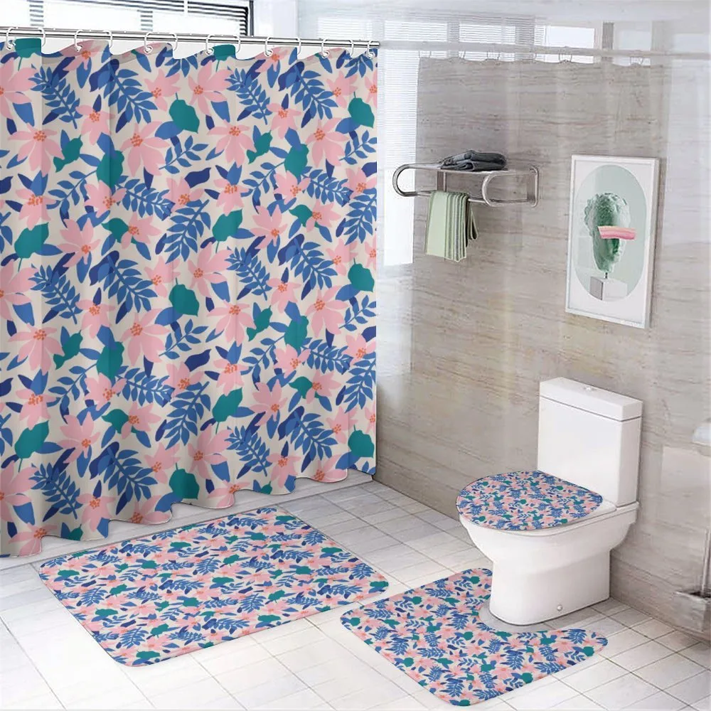 Soft Exotic Flower Leaves — 4-Piece Bathroom Set preview