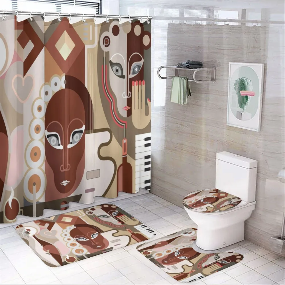 Abstract Shapes and Faces — 4-Piece Bathroom Set preview