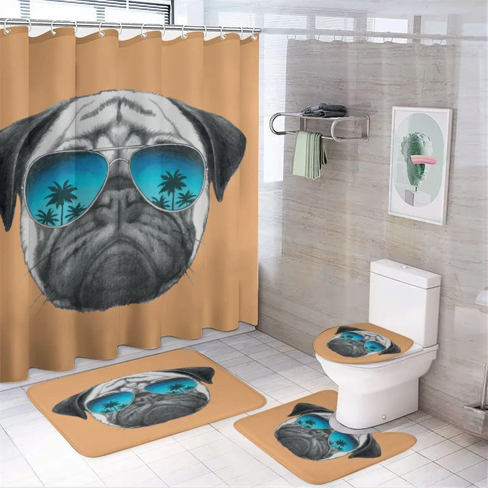 Dog and Sunglasses — 4-Piece Bathroom Set preview
