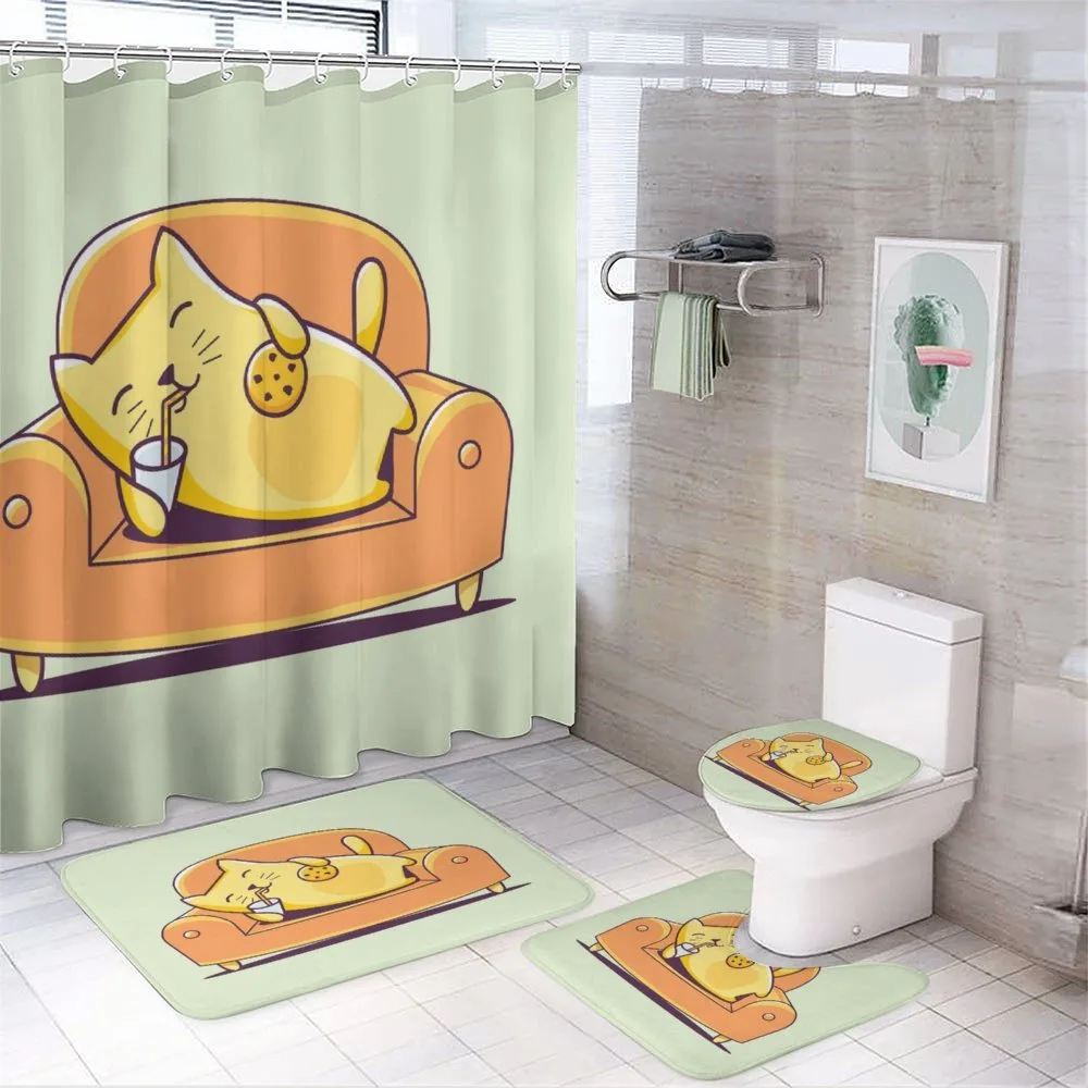 Kitten Laying on a Couch — 4-Piece Bathroom Set preview